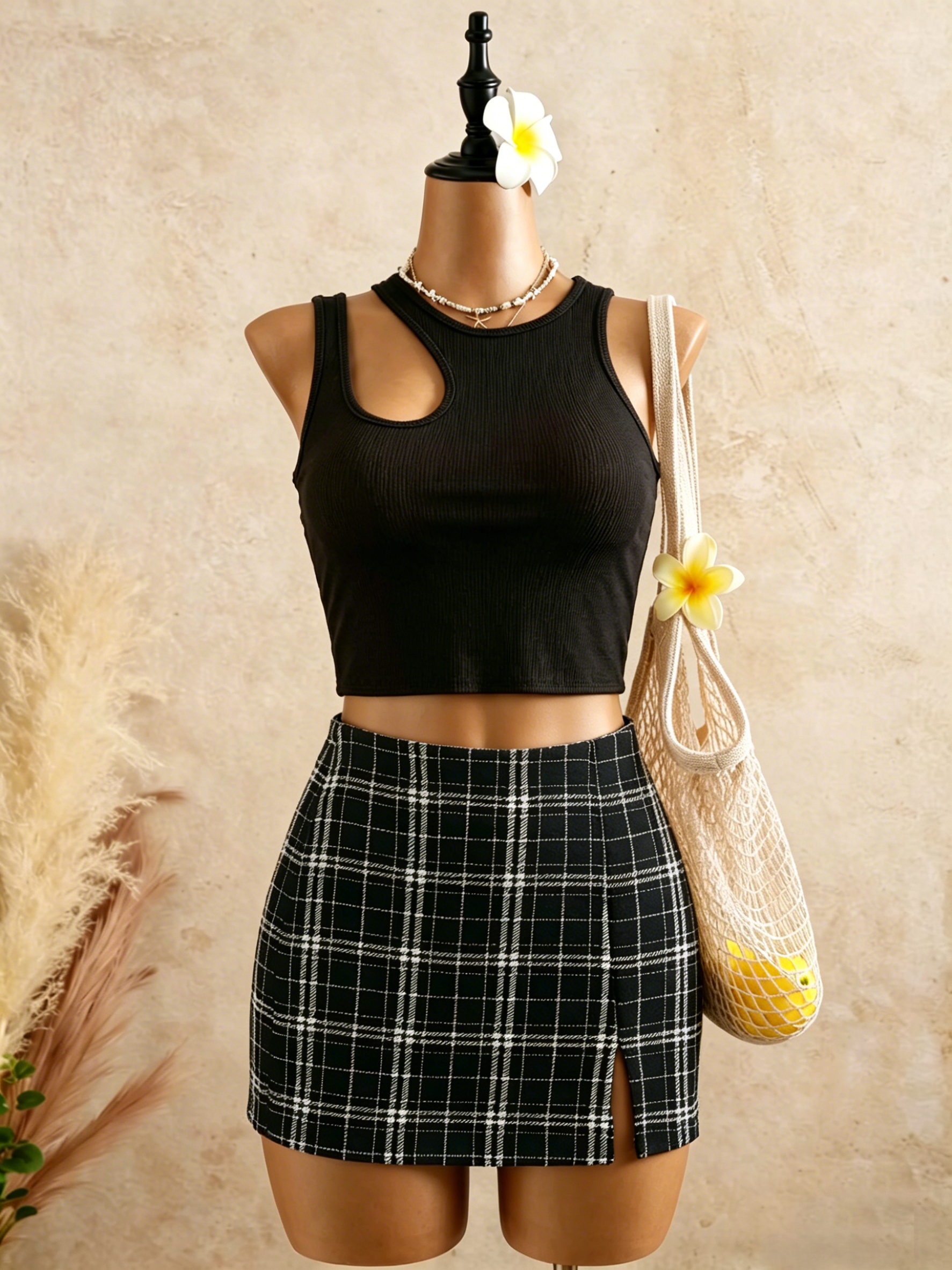 Tank Top Ribbed - 2 Piece Outfits Women Cutout Ribbed