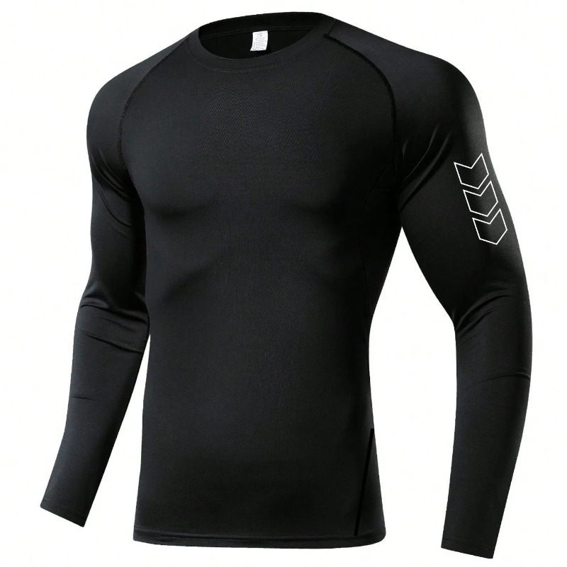Base Layer Top - Men Compression Long Sleeve Shirt Black