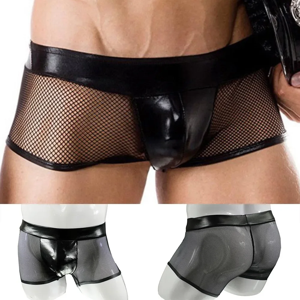 Men Sexy Underwear Faux Leathe - Bamboo Fiber Trunk บทวิจารณ์และราคา