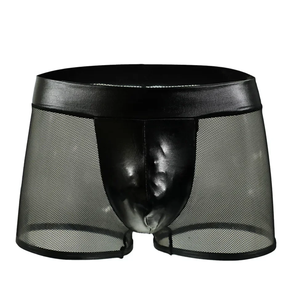 Men Sexy Underwear Faux Leathe - Bamboo Fiber Trunk บทวิจารณ์และราคา