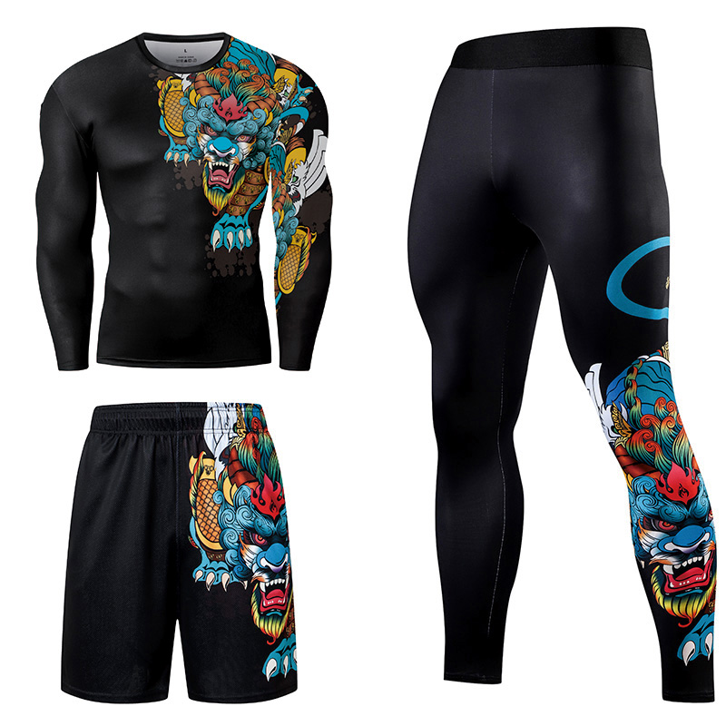 2/3PCS Men Jiu jitsu Tracksuit - Compression Long Pant บทวิจารณ์และราคา