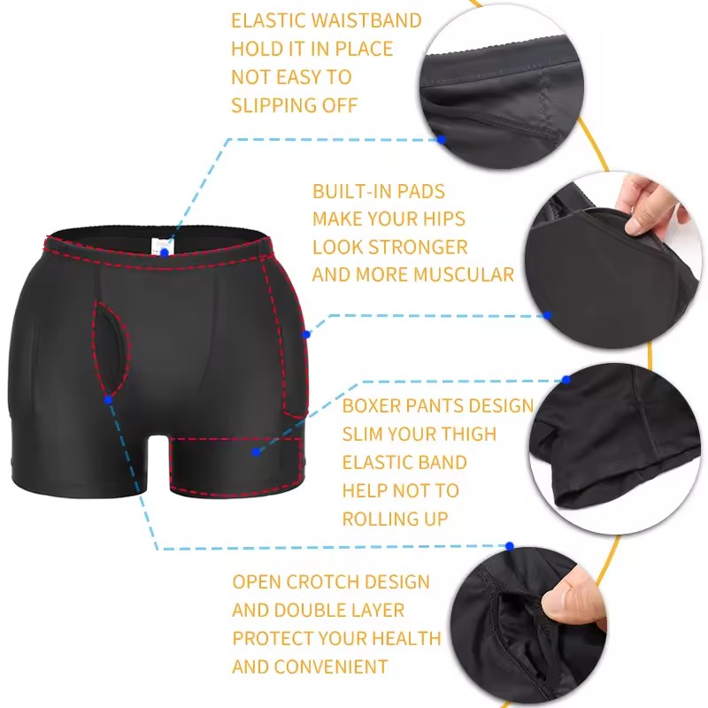 Men Padded Hip Enhancer Booty  - Boxer Brief Pack Cotton บทวิจารณ์และราคา