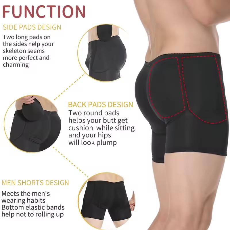 Men Padded Hip Enhancer Booty  - Boxer Brief Pack Cotton บทวิจารณ์และราคา