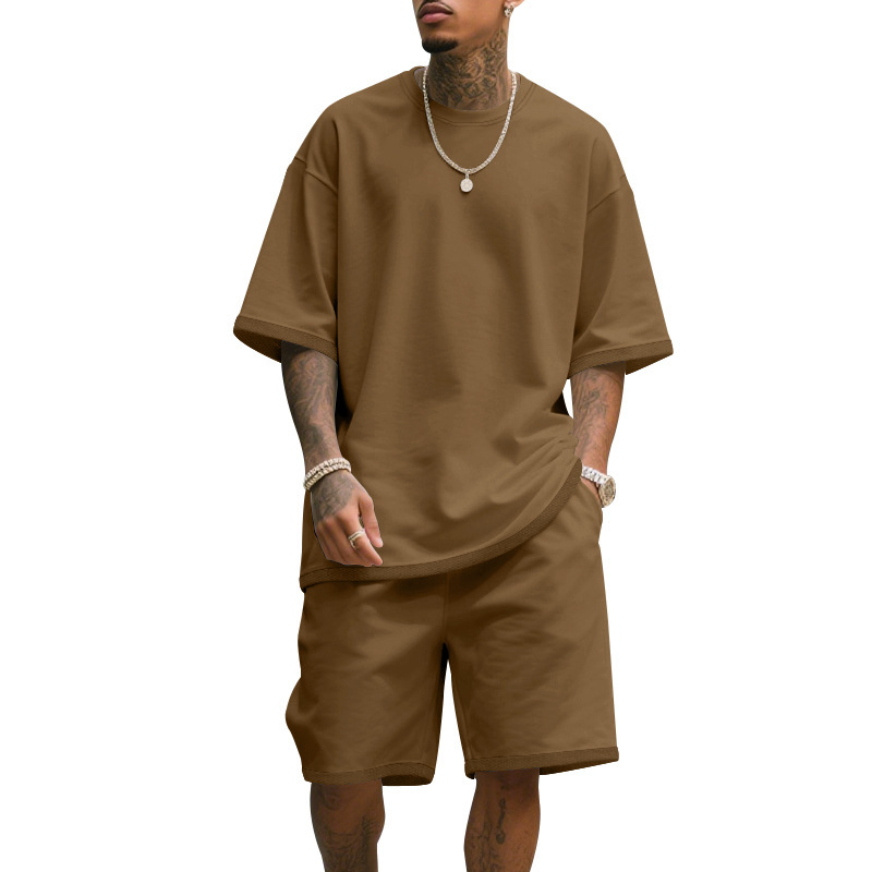 Men's Casual Two Piece Set Sum - T Shirt Tight Fit บทวิจารณ์และราคา