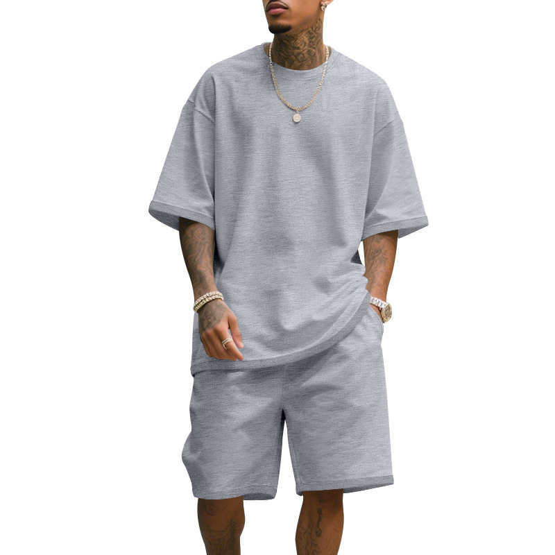 Men's Casual Two Piece Set Sum - T Shirt Tight Fit บทวิจารณ์และราคา