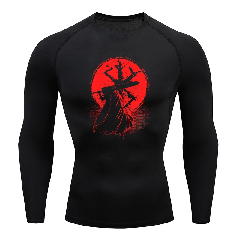 Sportswear for Men Gym Anime B - T Shirt Tight Fit บทวิจารณ์และราคา