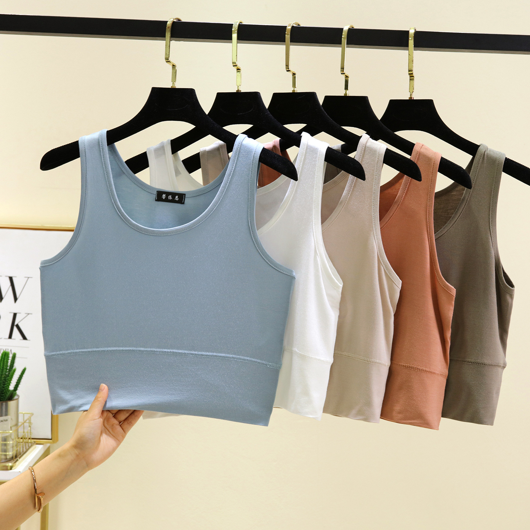 Modal O Neck cropped top Elast - Sleeveless Undershirt บทวิจารณ์และราคา