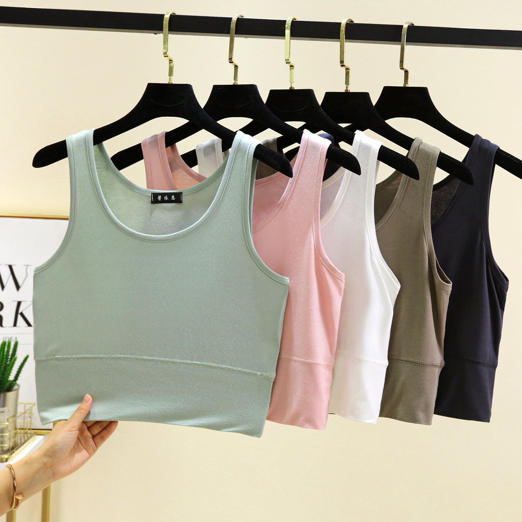 Modal O Neck cropped top Elast - Sleeveless Undershirt บทวิจารณ์และราคา