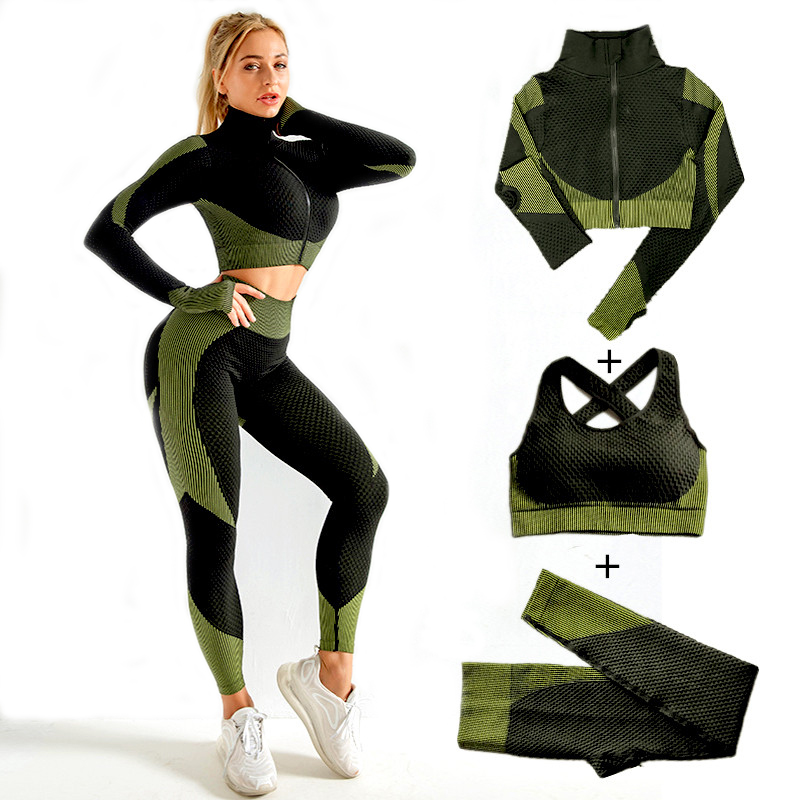Women Seamless Yoga Sets 2Pcs/ - Compression Long Pant บทวิจารณ์และราคา