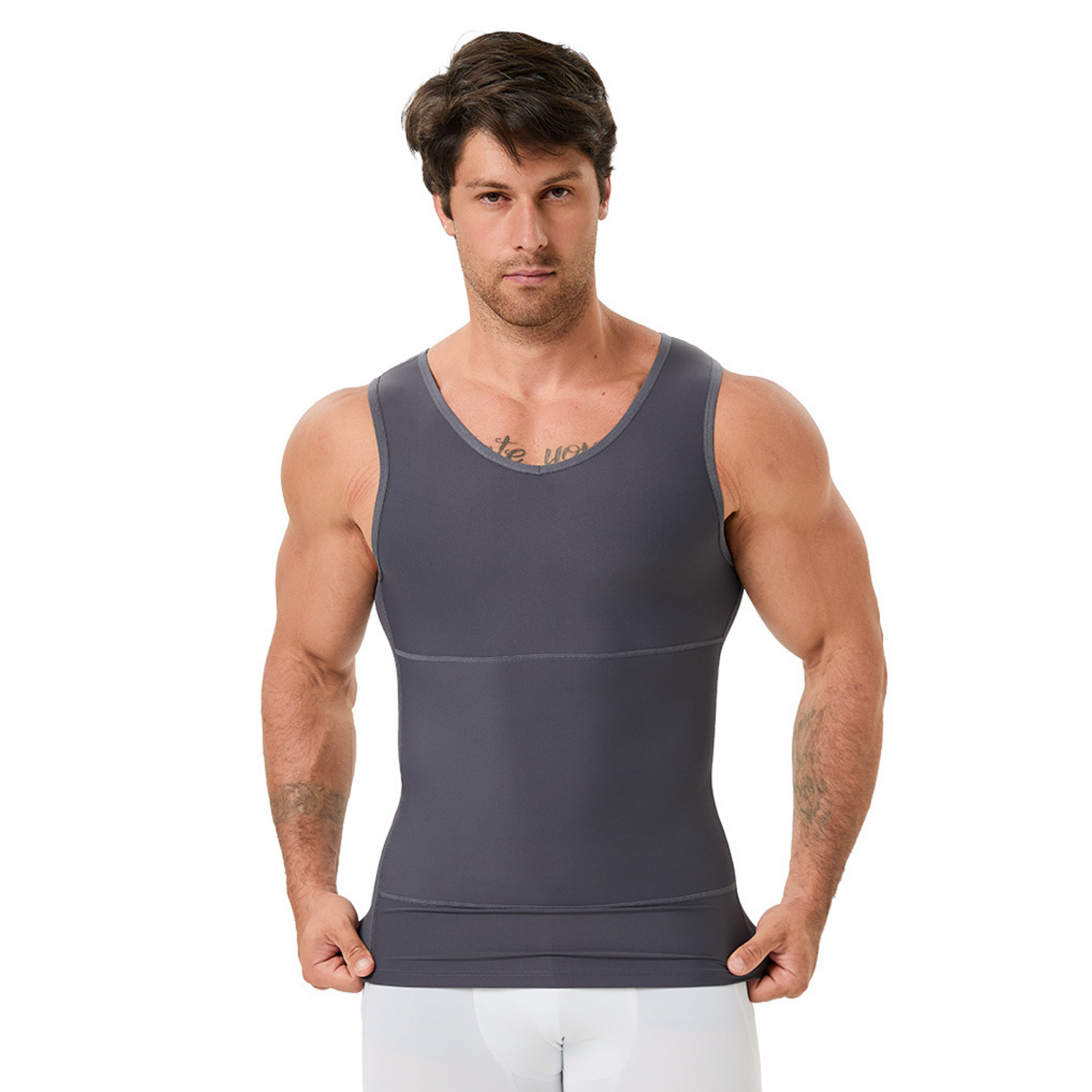 Men's V Neck Compression Shape - Undershirt Crew Neck บทวิจารณ์และราคา