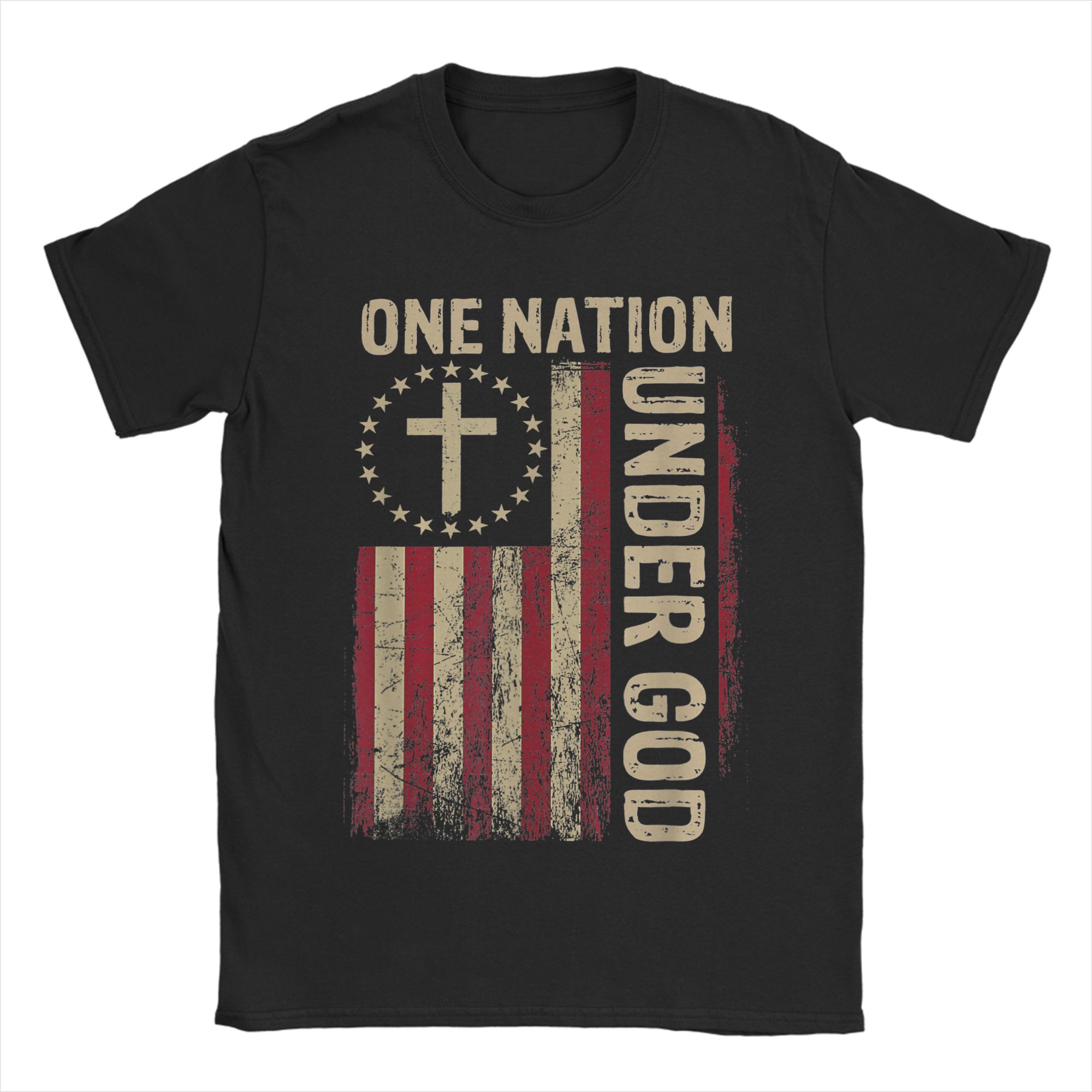 One Nation Under God Flag 4th  - Undershirt Crew Neck บทวิจารณ์และราคา