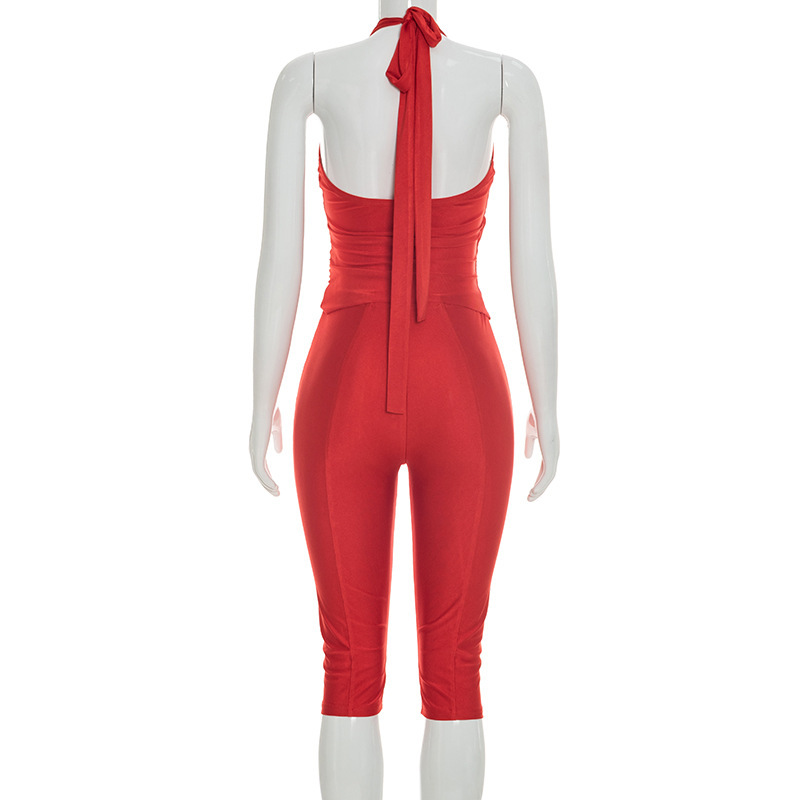 Women Slim 2 Piece Set Solid W - Suspender Tank Top บทวิจารณ์และราคา