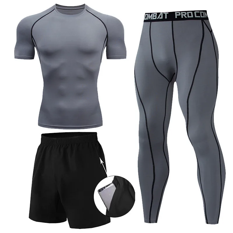 3 Pieces Fitness Suits Athleti - Compression Shorts Athletes บทวิจารณ์และราคา