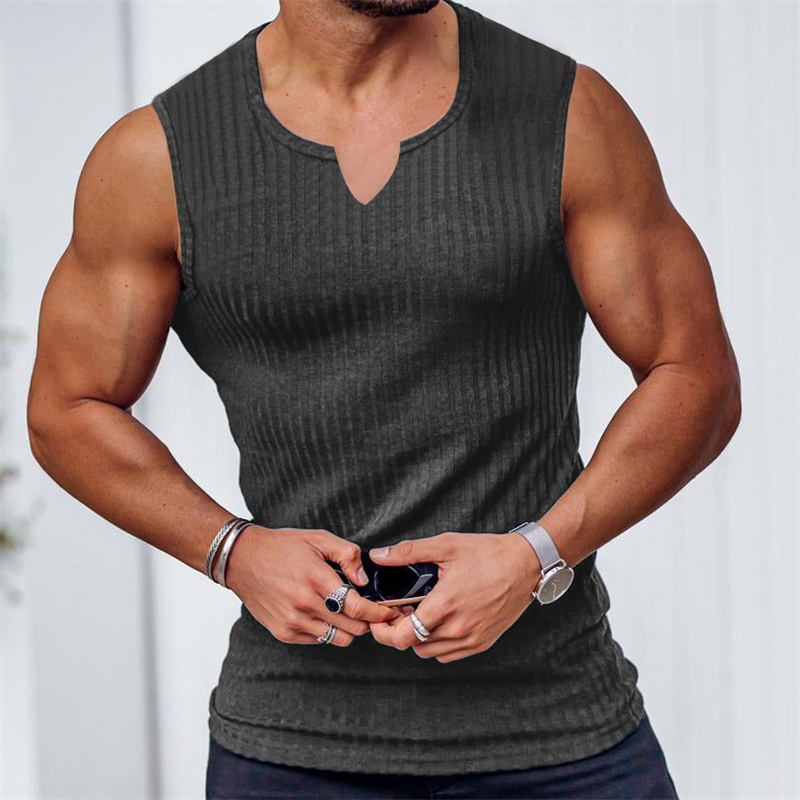 2024 Summer new men V-neck Ves - Undershirt Crew Neck บทวิจารณ์และราคา