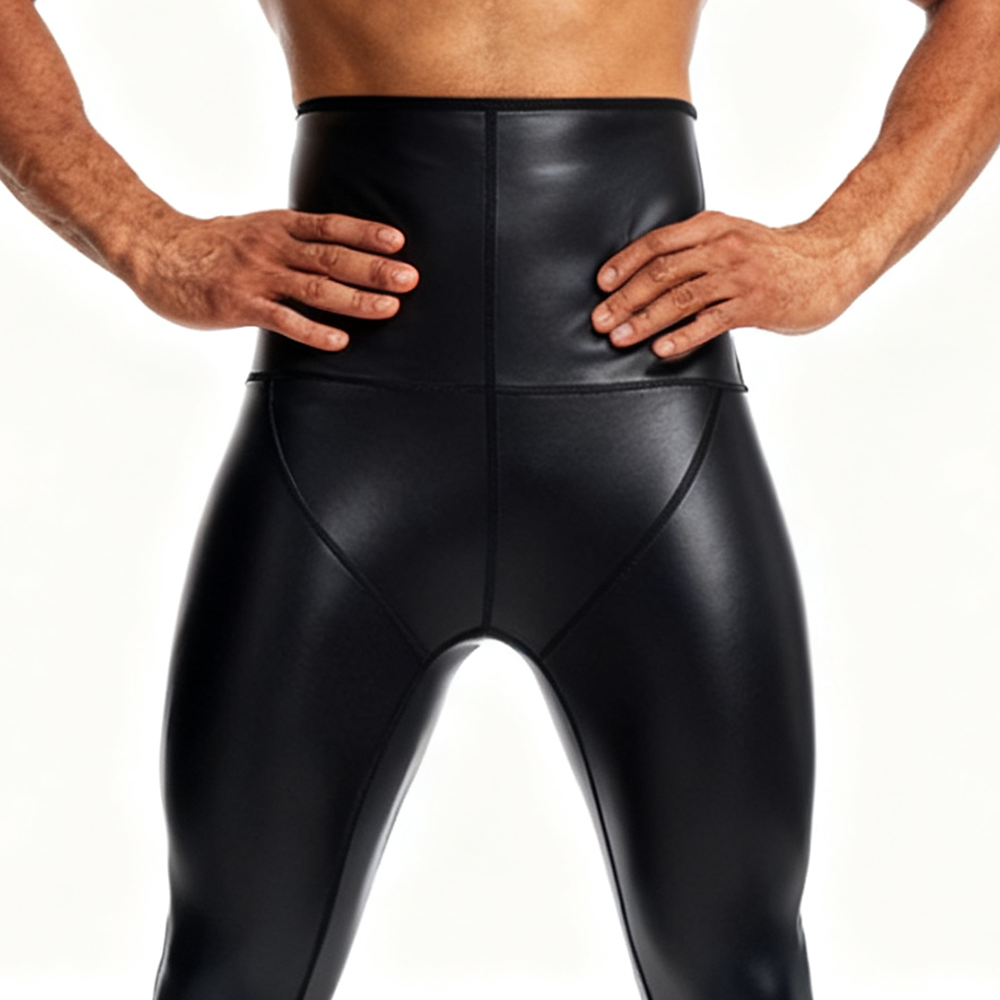 Sexy Men PU Leather Long Pants - Compression Long Pant บทวิจารณ์และราคา