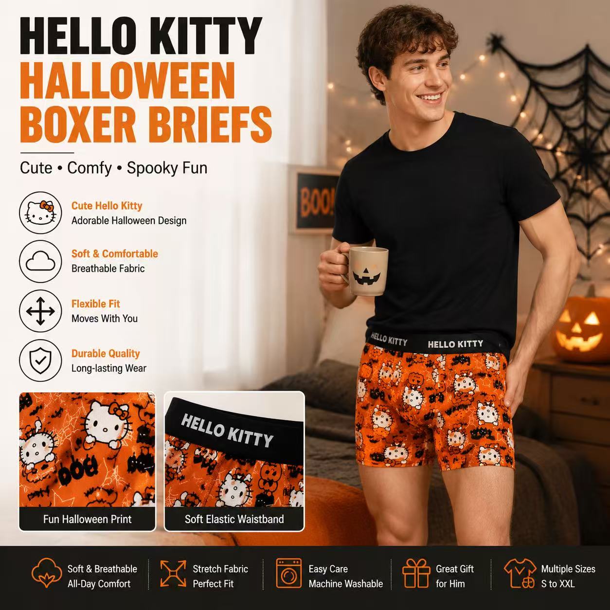 Print Hello Kitty Men's Sports - Quick Dry Underwear บทวิจารณ์และราคา