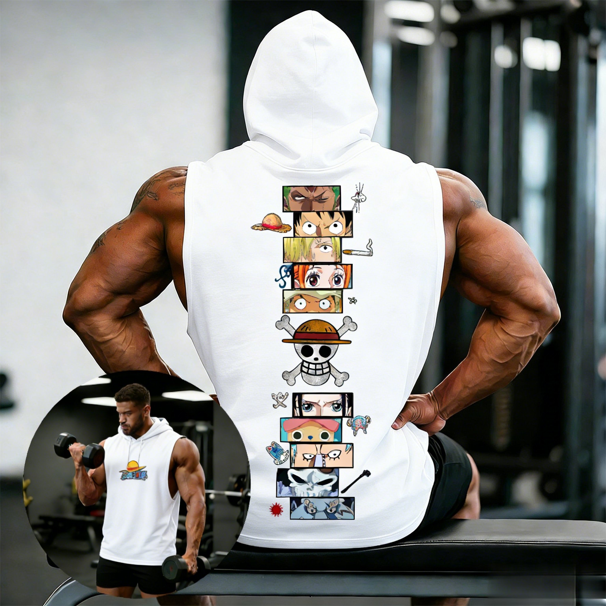 One Piece Anime Hoodie Sleevel - Sleeveless Undershirt บทวิจารณ์และราคา