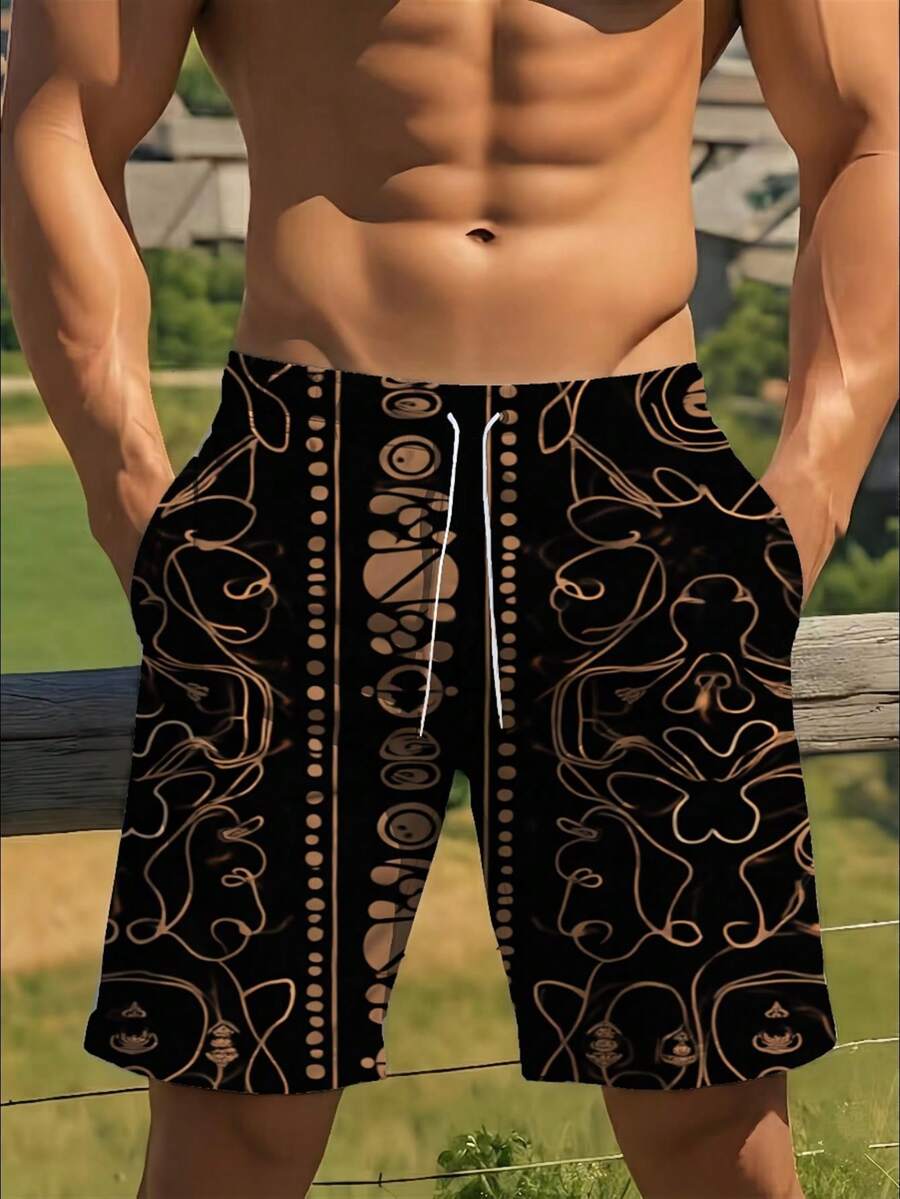 Mens Abstract Geometric Print  - Trunk Breathable Men บทวิจารณ์และราคา
